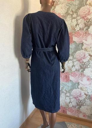 Стильное длинное джинсовое платье платья рубашка на пуговицах объемные рукава от george5 фото