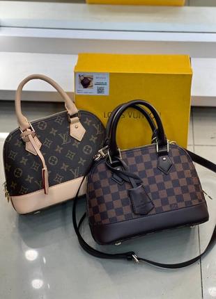 Женская кожаная сумка louis vuitton alma луи виттон клетка и monogram, брендовые сумки, модные сумки