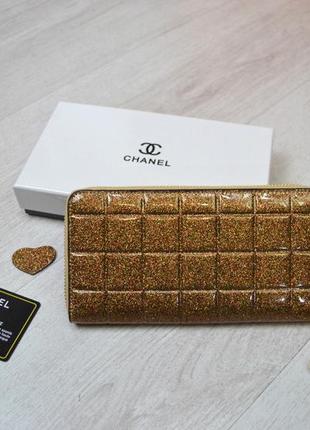 Женский кожаный кошелек на молнии chanel шанель золото, кошелек из натуральной кожи2 фото