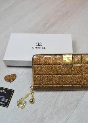 Женский кожаный кошелек на молнии chanel шанель золото, кошелек из натуральной кожи1 фото