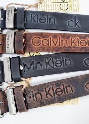 Шкіряний ремінь calvin klein кельвін кляйн 4 см, ремені з логотипом, брендові ремені, ремінь чоловічий1 фото