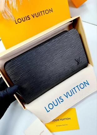 Гаманець чорний брендовий у стилі lv louis vuitton zippy