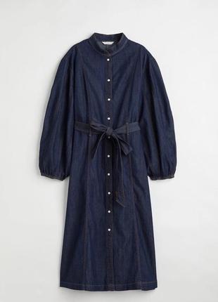 Стильное длинное джинсовое платье платья рубашка на пуговицах объемные рукава от george4 фото