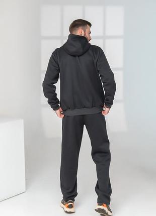 Теплый удлиненный трикотажный мужской  спортивный костюм tailer с капюшоном6 фото