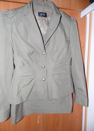 Дизайнерский деловой костюм двойка пиджак + юбка jean paul gautier размер 38