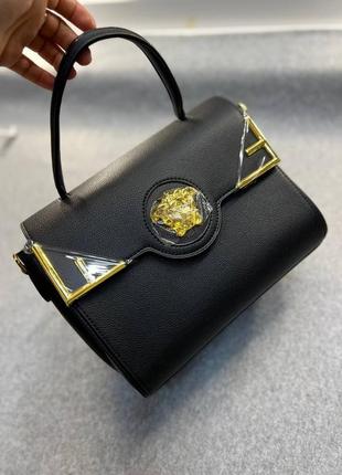 Жіноча шкіряна брендова сумка fendi versace колаборація версаче фенді чорна, жіночі модні сумки