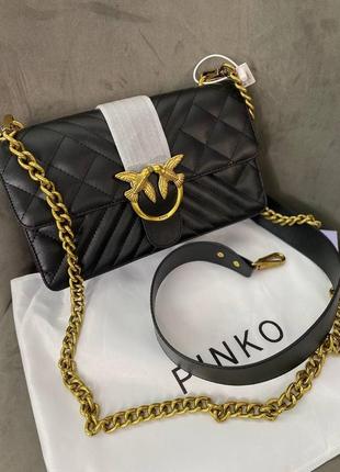Жіноча сумка pinko пінко чорна, крос боді, сумка на плече, сумка з логотипом, брендова сумка, сумки шкіра