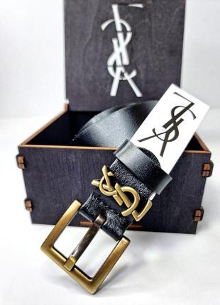 Кожаный ремень yves saint laurent ив сен лоран 3 см, ремни с логотипом, брендовые ремни3 фото
