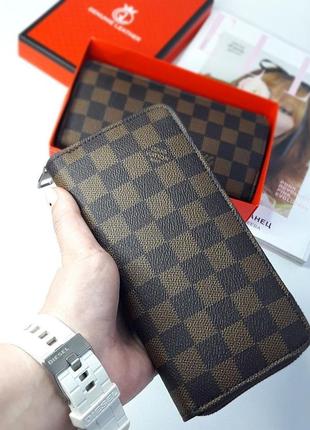 Кожаный кошелек louis vuitton луи виттон на змейке, кошелек из натуральной кожи луи витон