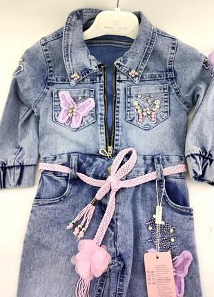 Дитячий джинсовий комбінезон 2 3 4 5 років4 фото