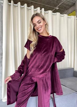 Женский домашний комплект 3в1 пижама6 фото