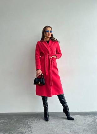 Женское кашемировое пальто свободного кроя оверсайз на подкладке.1 фото