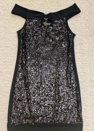 Платье-мини с пайетками черная блестки блискитки