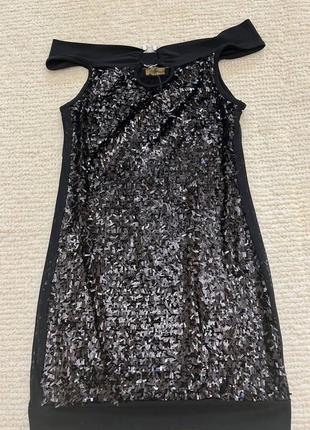 Платье-мини с пайетками черная блестки блискитки6 фото