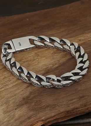 Мужской серебряный браслет лотос винтаж 40 грамм 23 см.4 фото