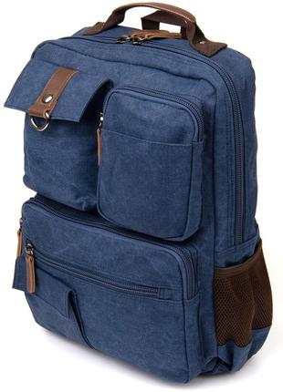 Текстильный большой дорожный рюкзак унисекс vintage 20621 синий