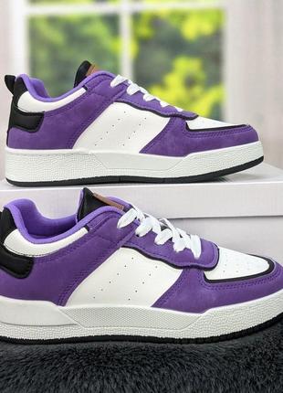 Кросівки кеди жіночі білі із фіолетовим swin-shoes 4218