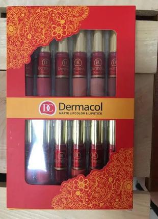 Набор dermacol dc матовые помады + блеск для губ матовый 12+12 новинка!1 фото