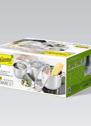 Набор посуды нержавеющий maestro - 2,5 x 3,4 x 1,8 л (3 шт.) (mr-3519-6m)2 фото