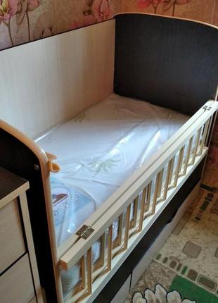 Кроватка - трансформер (для новорождённого, подростка, тумба, письменный стол). бук+дсп. цвет венге+слон.кость5 фото