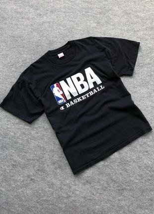 Винтажная футболка champion nba basketball printed vintage 90's t-shirt black1 фото