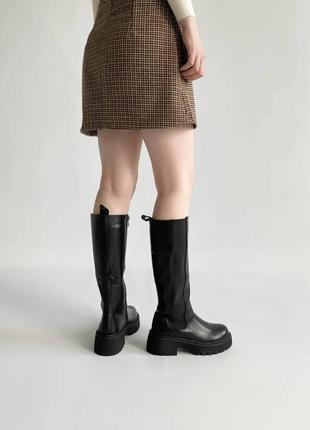 Сапоги женские в двух цветах черные бежевые демисизон эко кожа