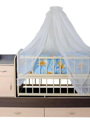 Кроватка-трансформер, 2 ящика в тумбе (для новорожден, подростка, тумба, письм.стол). бук+дсп. сл.кость+венге.5 фото