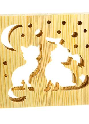 Светильник ночник arteco light из дерева led "кот и собачка" с пультом и регулировкой цвета, двойной rgb4 фото