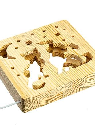 Светильник ночник arteco light из дерева led "кот и собачка" с пультом и регулировкой цвета, двойной rgb3 фото