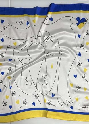 Женский платок желто-голубой "з україною в сердці", платок женский, национальная символика, патриотический5 фото