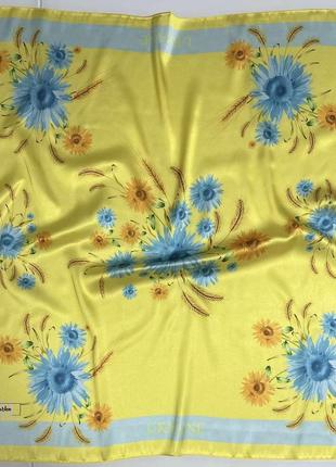 Женский платок желто-голубой "з україною в сердці", платок женский, национальная символика, патриотический7 фото