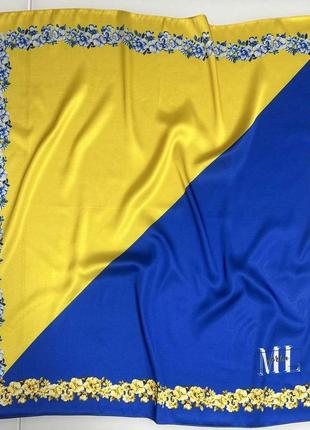 Женский платок желто-голубой "з україною в сердці", платок женский, национальная символика, патриотический6 фото