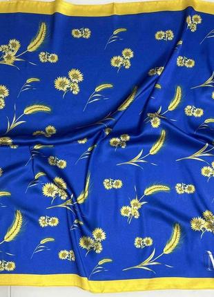 Женский платок желто-голубой "з україною в сердці", платок женский, национальная символика, патриотический4 фото