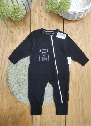 Ромпер слип с косым замочком черный