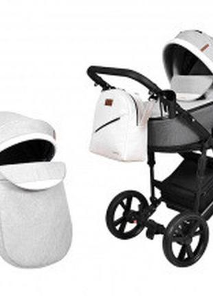 Детская коляска 2 в 1 angelina amica premium тёмно-серая со светлым