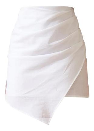 Хлопковая мини-юбка белого цвета prettylittlething4 фото
