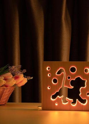 Світильник нічник arteco light з дерева led "веселе левеня" з пультом та регулюванням кольору, rgb7 фото