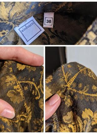 Блузка вінтажна сорочка жакард золото чорна комір стійка старовинний s m віскоза10 фото