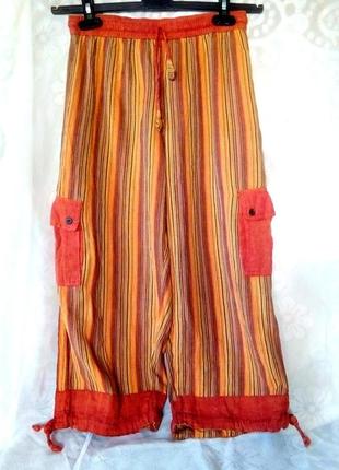 Солнечные радостные штанишки в бохо стиле, непал, капри, бриджи1 фото