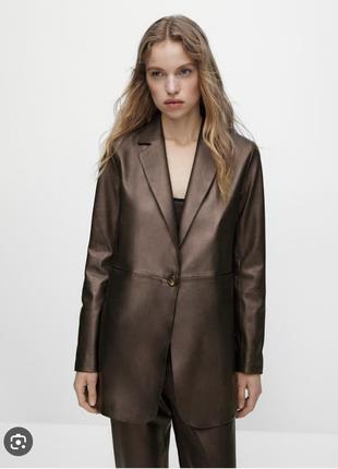 Піджак massimo dutti 100% шкіра