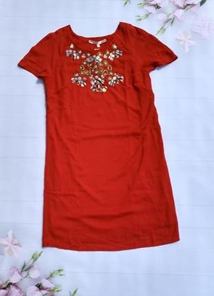 Червоне жіноче плаття з декором вільного крою uttam london сукня жіноча червона