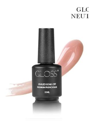 Камуфлююча база gloss premium french base neutral, 11 мл