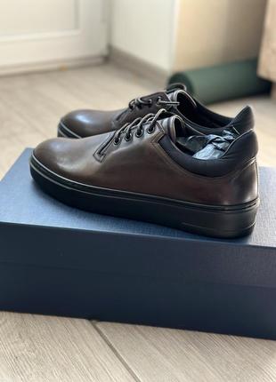 Кожаные туфли, кеды мужские на шнурках мягкие удобные fabi итальянские классические качественные комфортные кеды2 фото