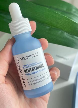 Зволожуюча вітамінна ампула для сяйва шкіри medi-peel glutathione hyal aqua ampoule, 30 мл