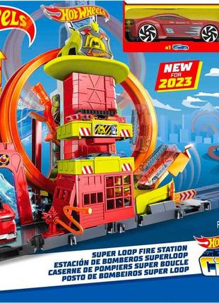 Хот вілс пожежна станція hot wheels city super loop fire station hkx41, хот вілс трек4 фото