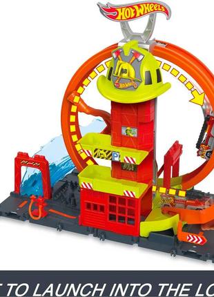 Хот вілс пожежна станція hot wheels city super loop fire station hkx41, хот вілс трек2 фото