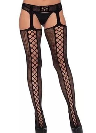 Колготки с имитацией чулок  1/2/3/4  чёрный ( 100 067 )