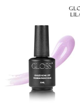 Камуфлююча база gloss premium french base lilac, 11 мл