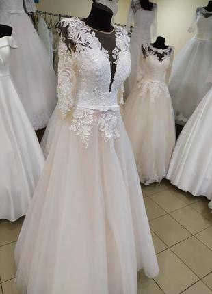 Свадебное платье пудровое3 фото