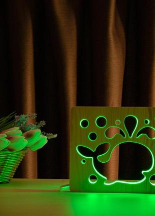 Світильник нічник arteco light з дерева led "кит" з пультом та регулюванням кольору, rgb9 фото